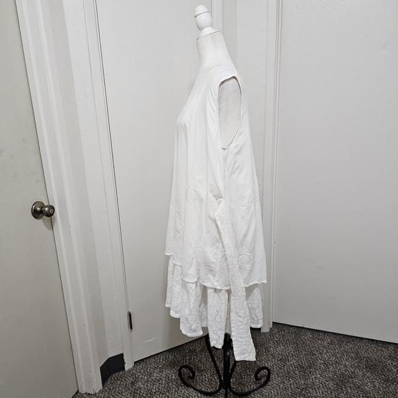 Papy Boez Boho Lagen Look Dress Cotton Off White Embroidered Lace Detail M/L - Picture 8 of 16